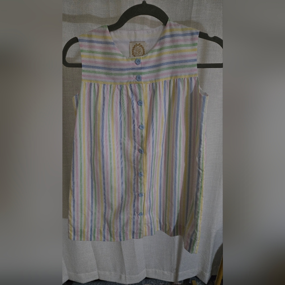 The Beaufort Bonnet Company Pastel Striped Sleeveless Button Dress